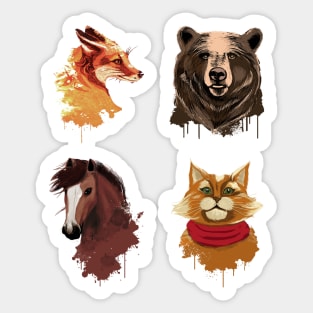 Watercolour Animals Sticker